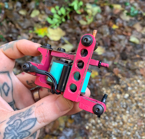 Hot Pink Distressed Drilled Bulldog Power Liner