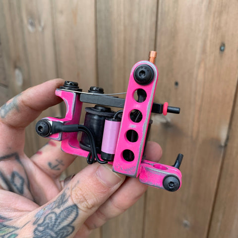 Distressed Pink Drilled Bulldog Power Liner